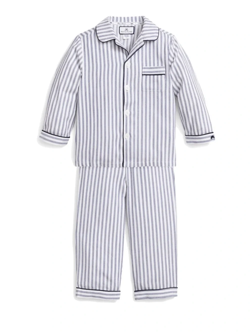 Kid's Twill Pajama Set in Navy French Ticking