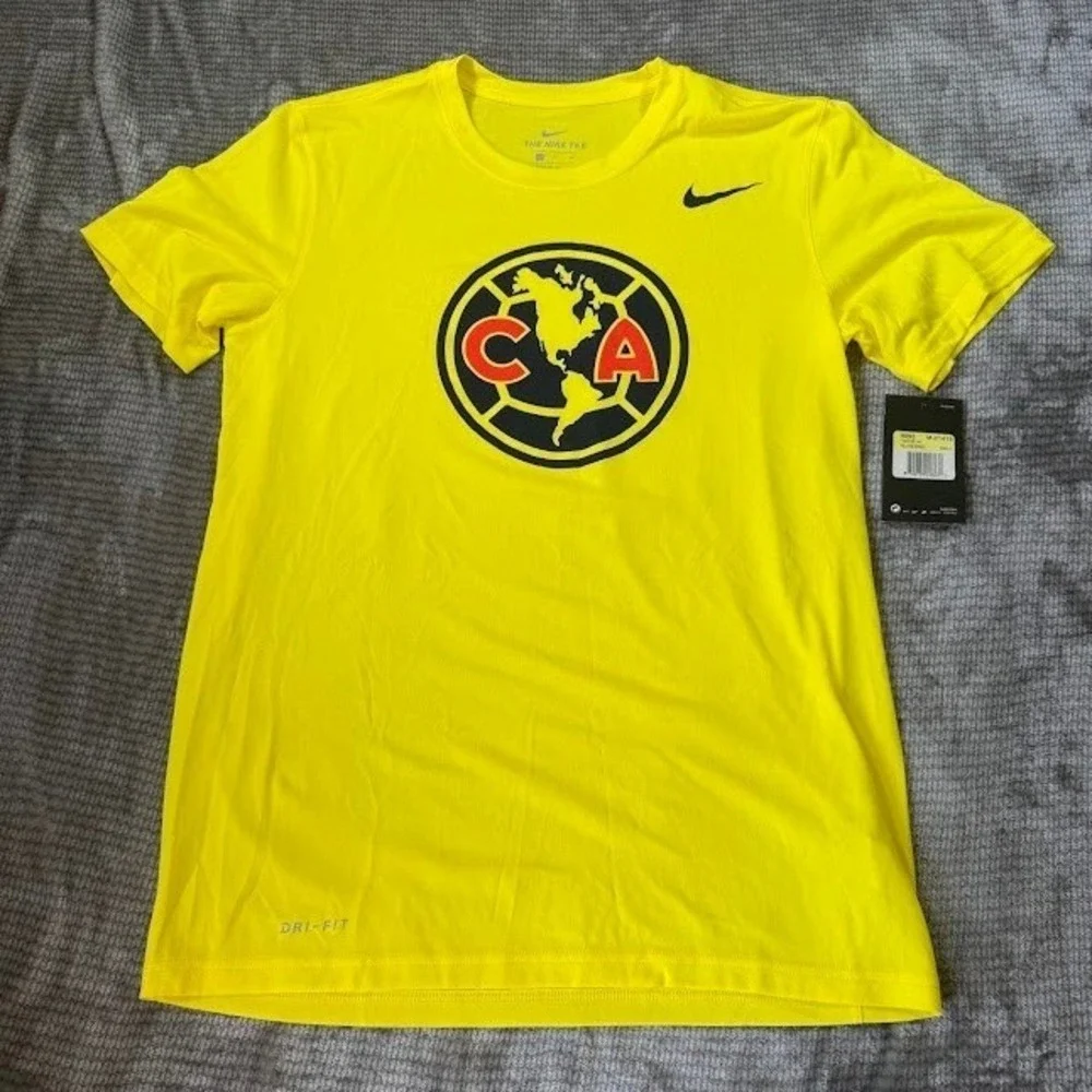 Nike Club America Dri-FIT Soccer T-Shirt‎ Yellow Mens Small AV4714-719 NWT