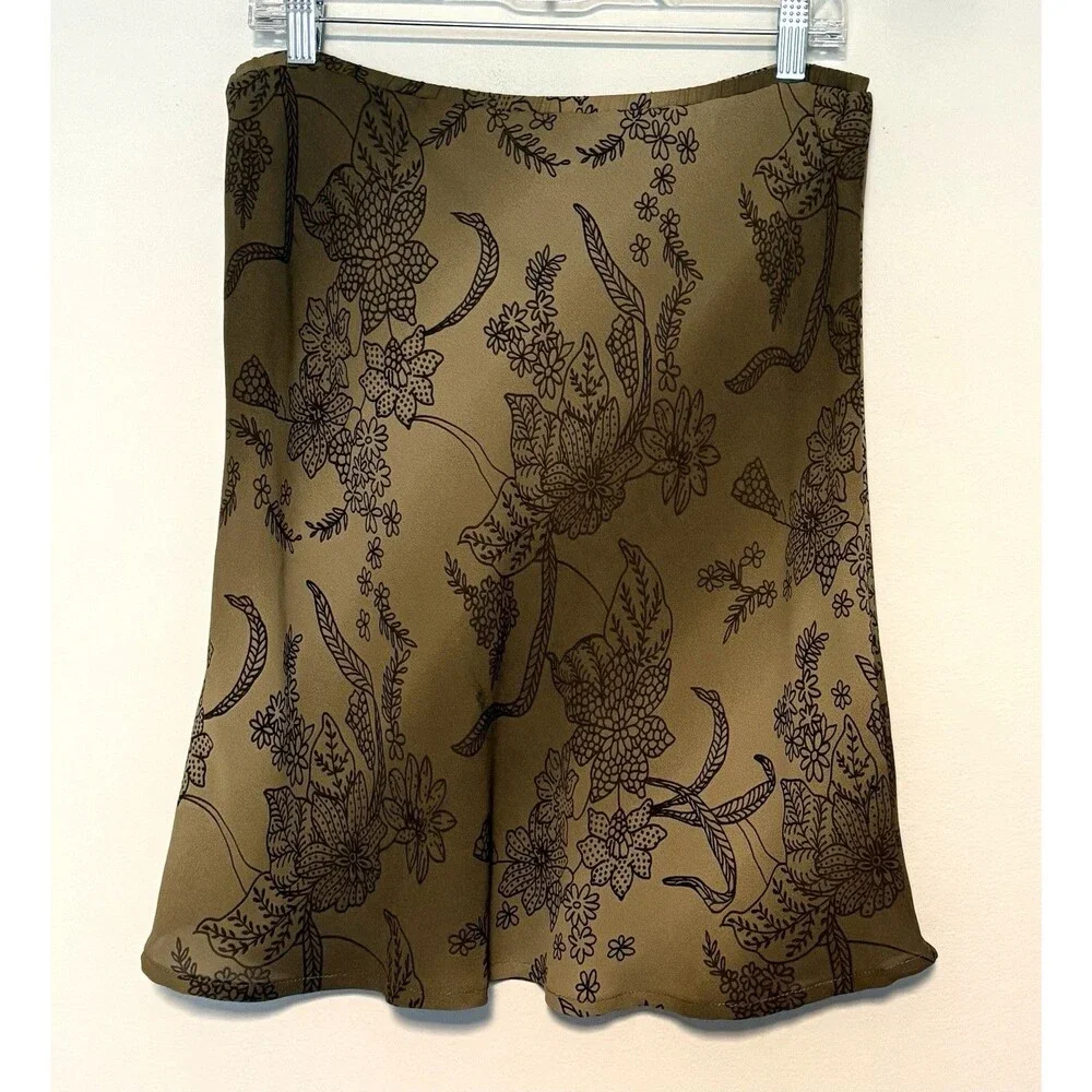 Vintage 90s Imagio Slip Skirt Sz L Lined Floral Flowy Boho Y2K