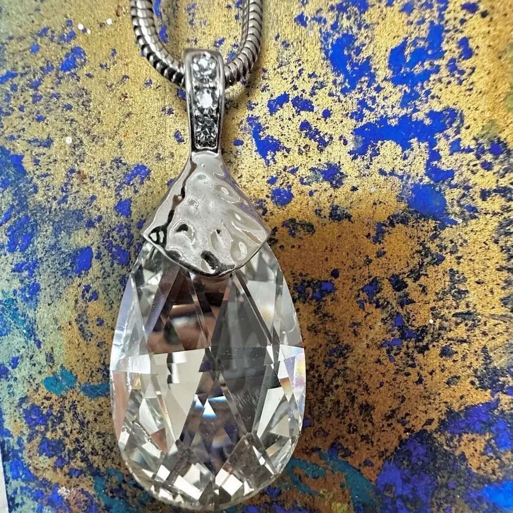 Vintage Crystal Teardrop Necklace vintage large