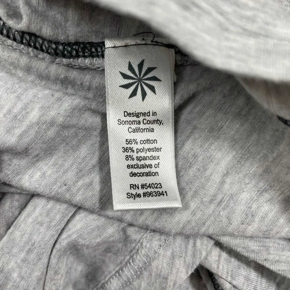 Athleta‎ Light Grey Medium Cotton Blend Long Sleeve Thin Scoop Neck Jersey
