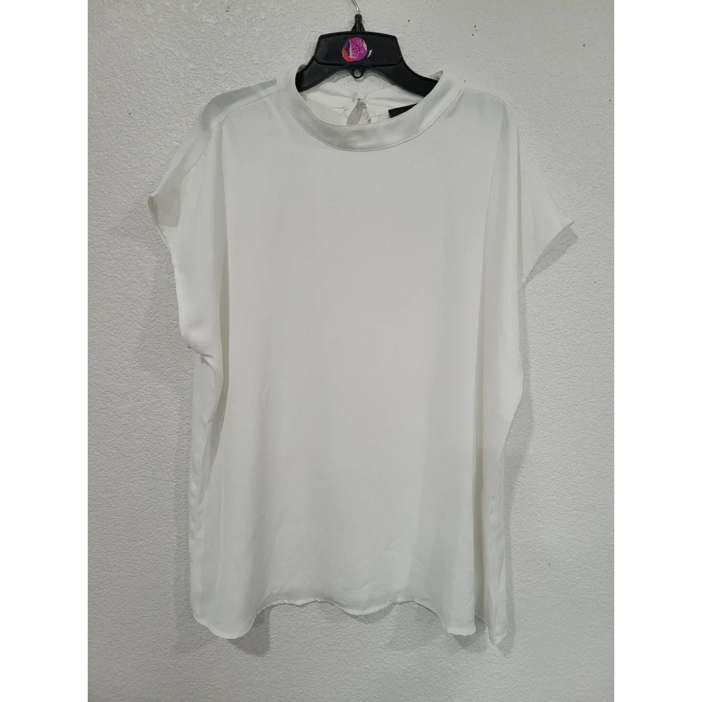 Halogen Womens White Mock Neck Keyhole Back Sleeveless Blouse‎ Plus Size 1 #22