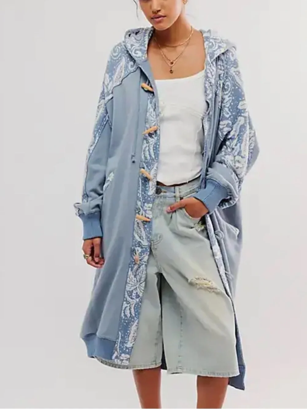 Free People Last Splash Sweatshirt In Windward Blue Combo size medium