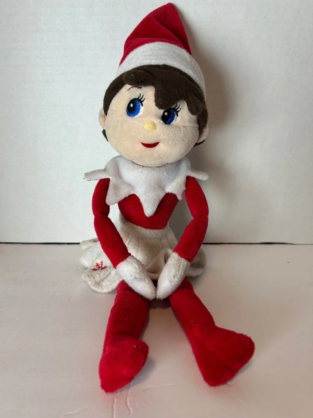 Girl ELF Shelf Sitter Plush Stuff Toy Christmas Holiday Doll Decor Embroidered