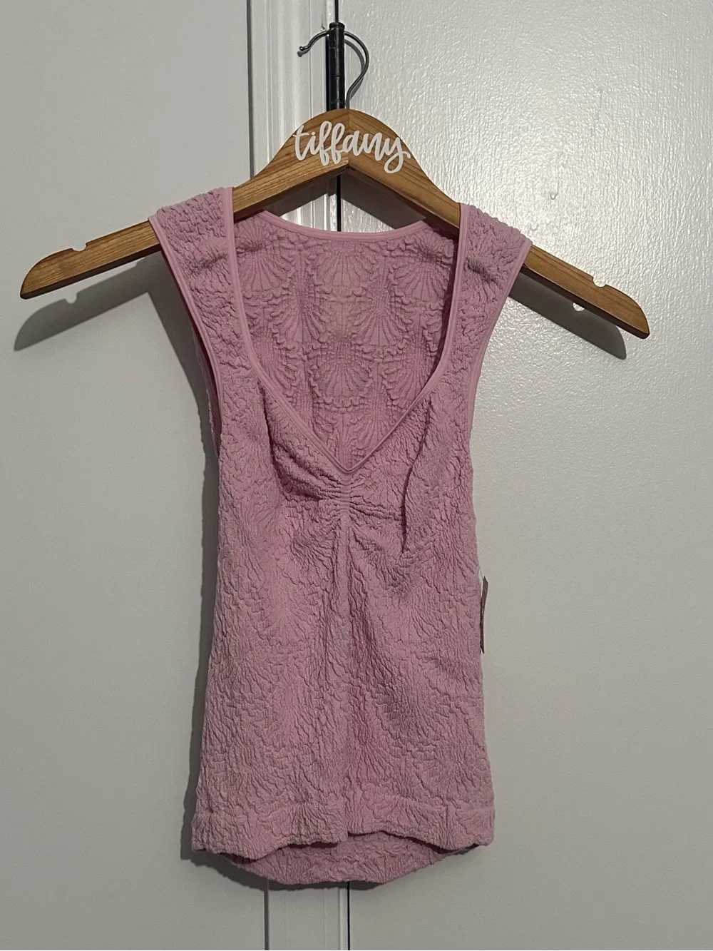 Free People Dusty Rose Textured V-Neck Tank
