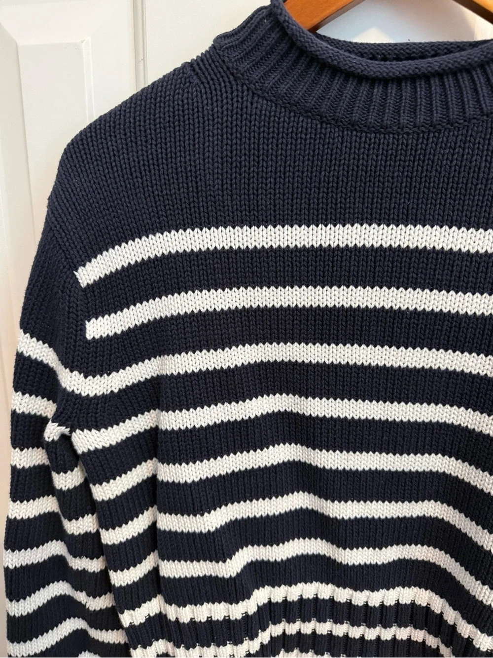 J.Crew Rollneck Sweater Striped Navy and Ivory Size XS