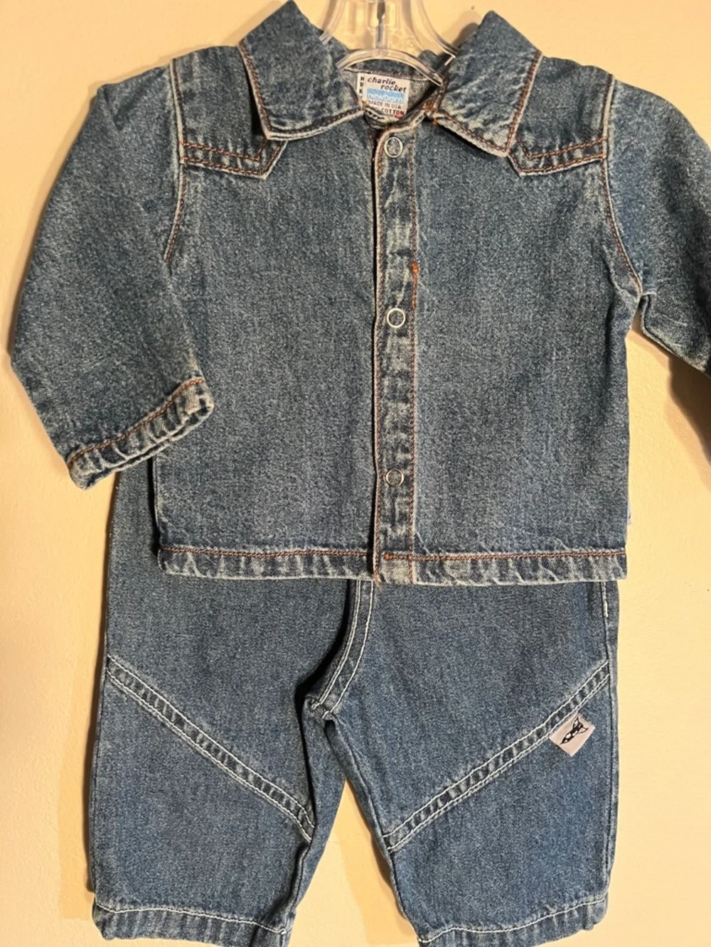 Vintage Charlie Rocket Kids Denim 2 piece set. - Blue Wash​