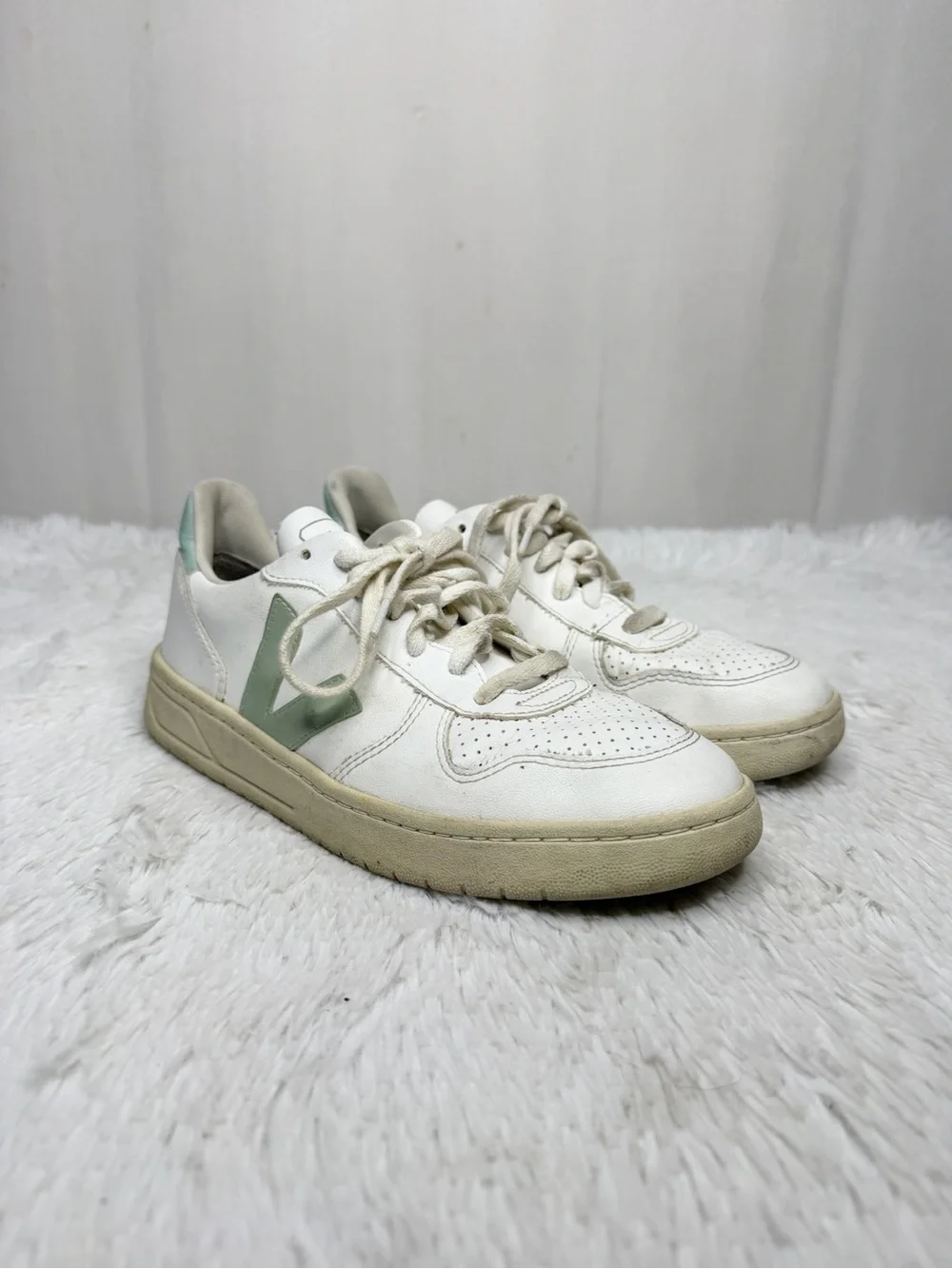 VEJA Campo Leather Extra White Matcha Green Sneakers Logo / 8 (39)