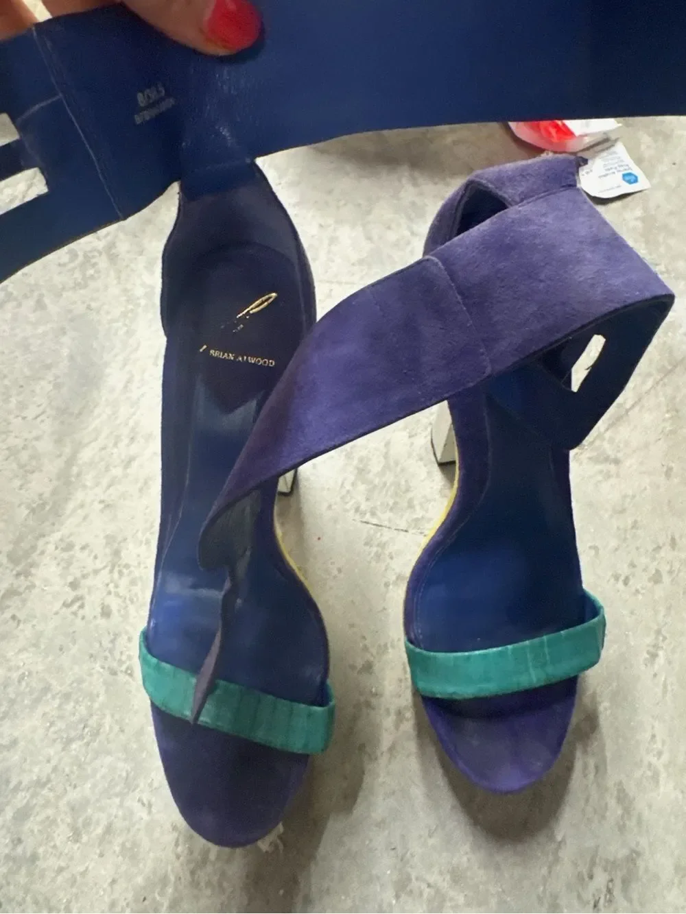 Brian Atwood Suede Heels - Blue Teal Colorful Size 8