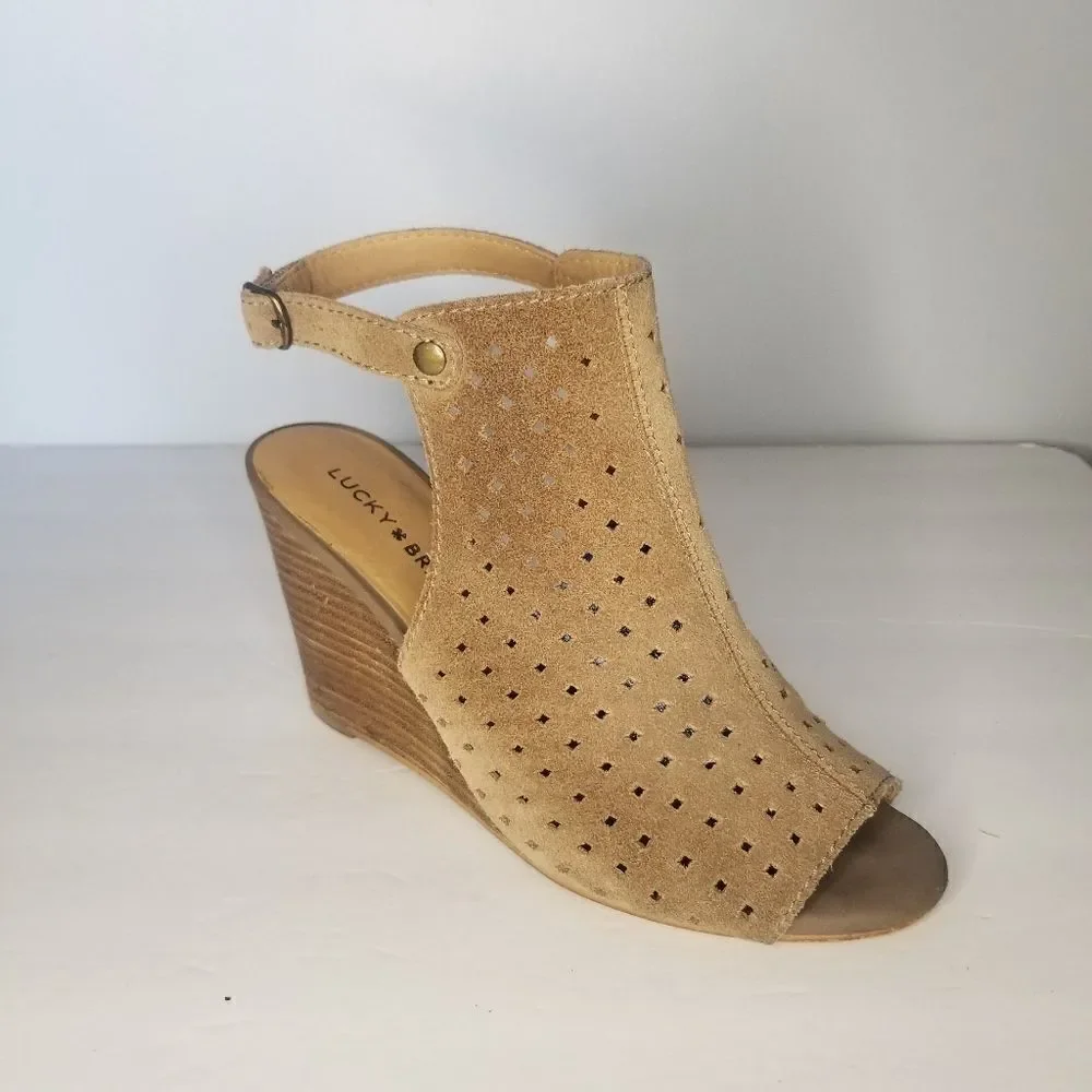 Lucky Brand open toe sling back wedge heel Women's size 8