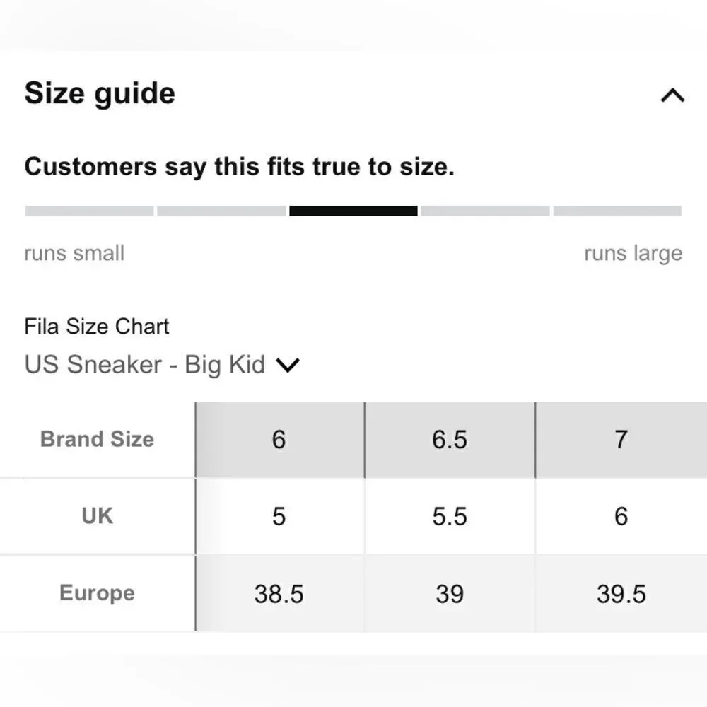Fila nwt size