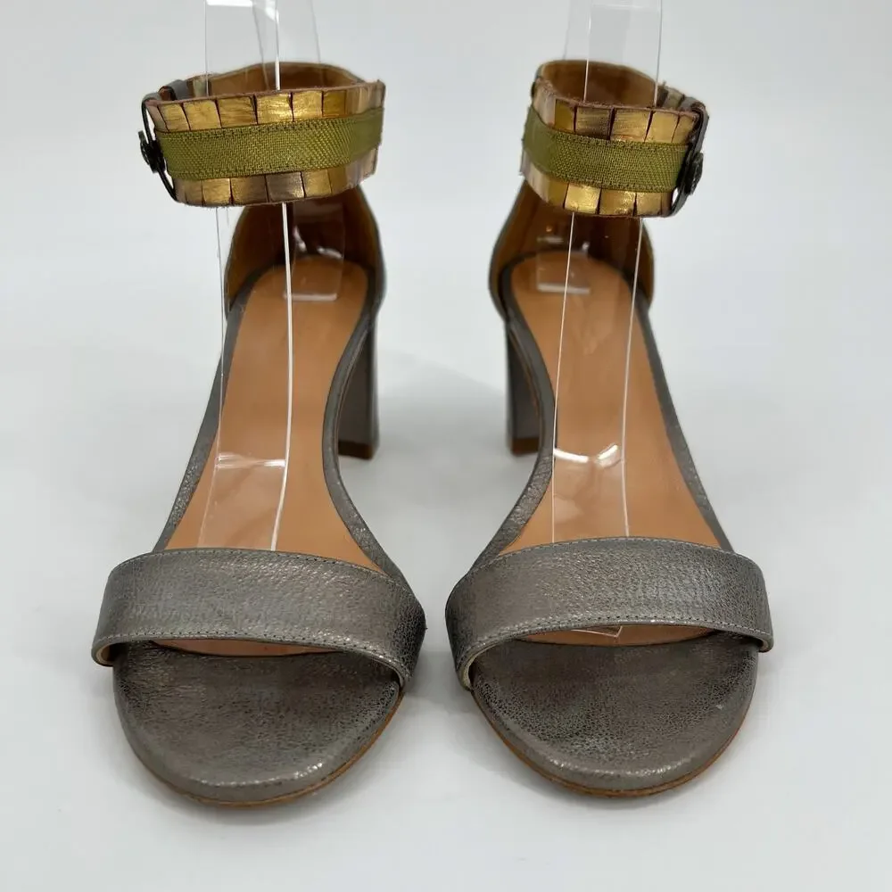 Sundance Twilight Zephyr Sandal EU 37 US 6.5-7 Ankle Strap Metallic Leather Heel