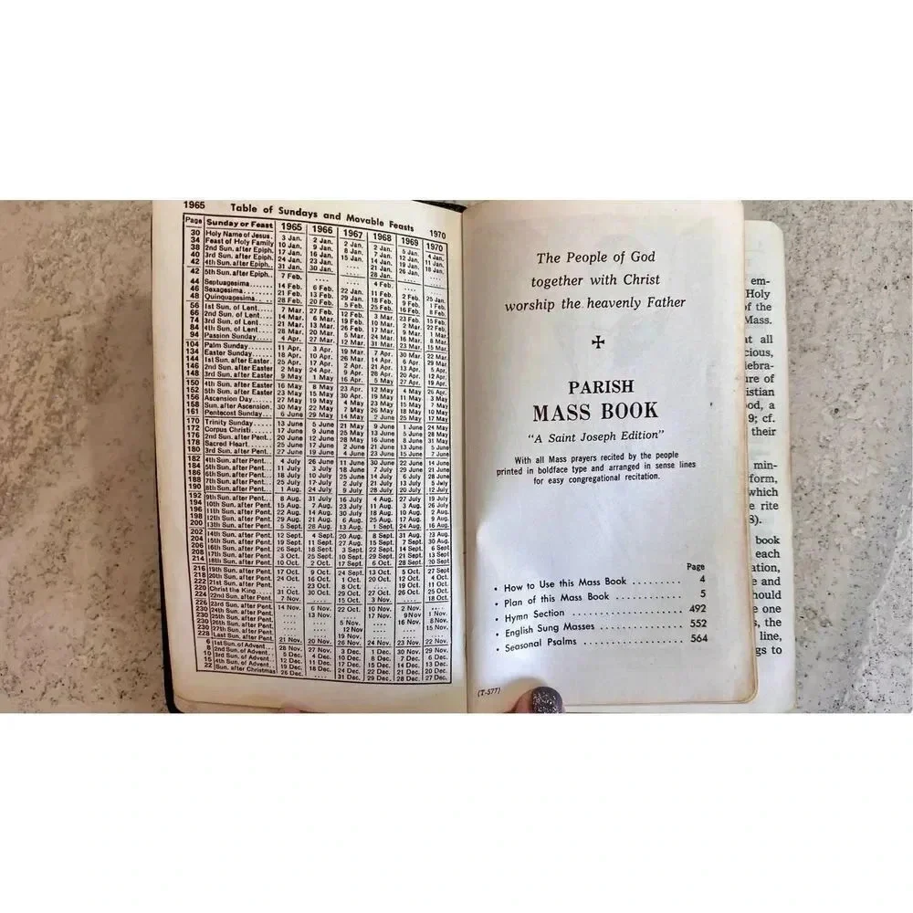 Vintage Black Leather Parish Mass‎ Book and Hymnal Hardcover St Joseph Edition
