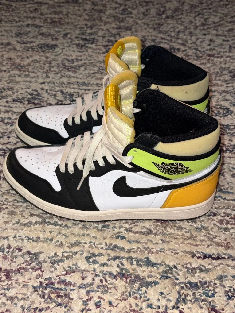 Jordan Men’s High-Top Sneakers - White Black Yellow Lime