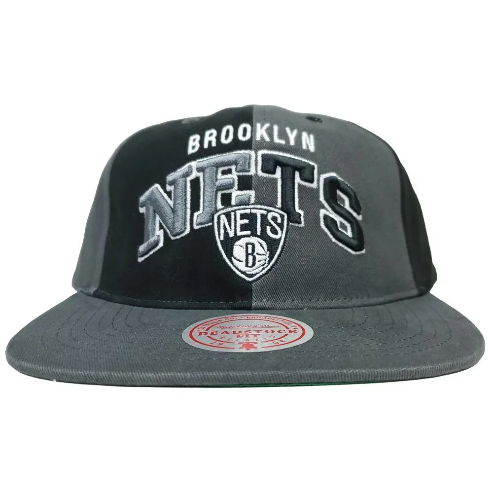 Brooklyn‎ Nets Mitchell & Ness NBA Deadstock Snapback Hat 3D Logo Gray Black Cap