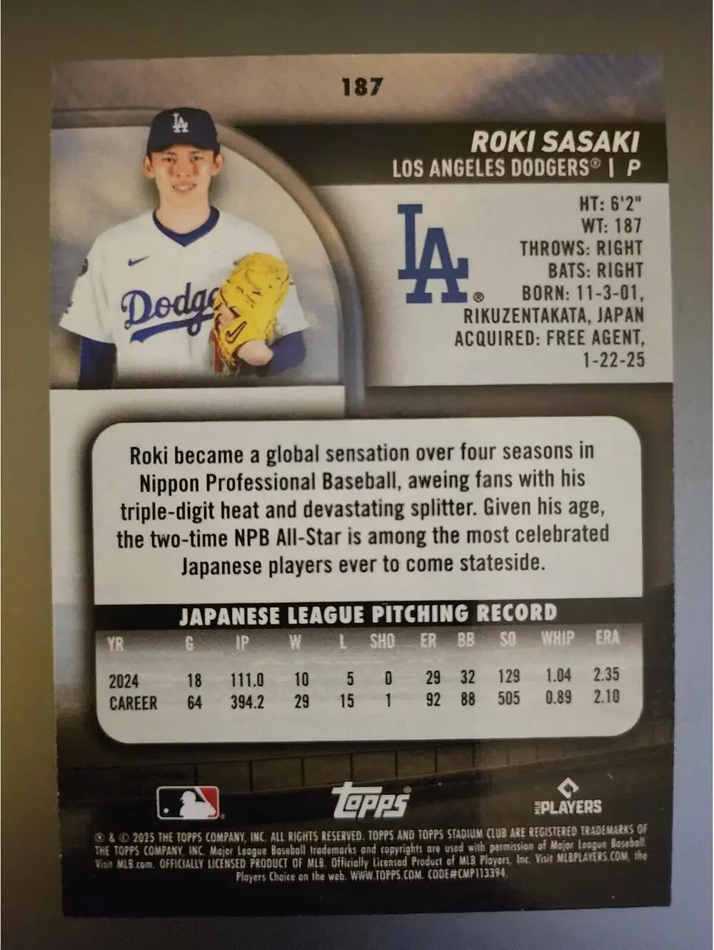 Topps roki sasaki