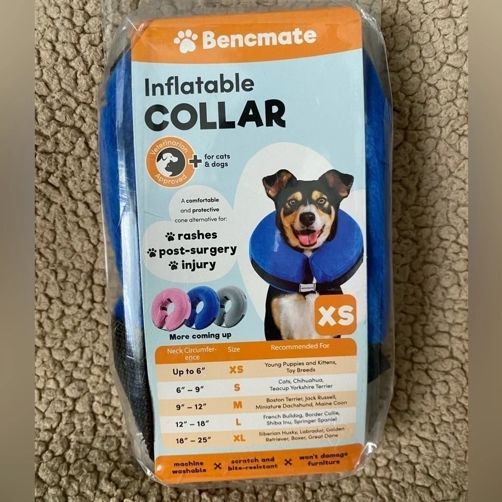 Inflatable Dog/Cat Collar Cone Blue-Black Size: XS (up to 6” neck circumference)
