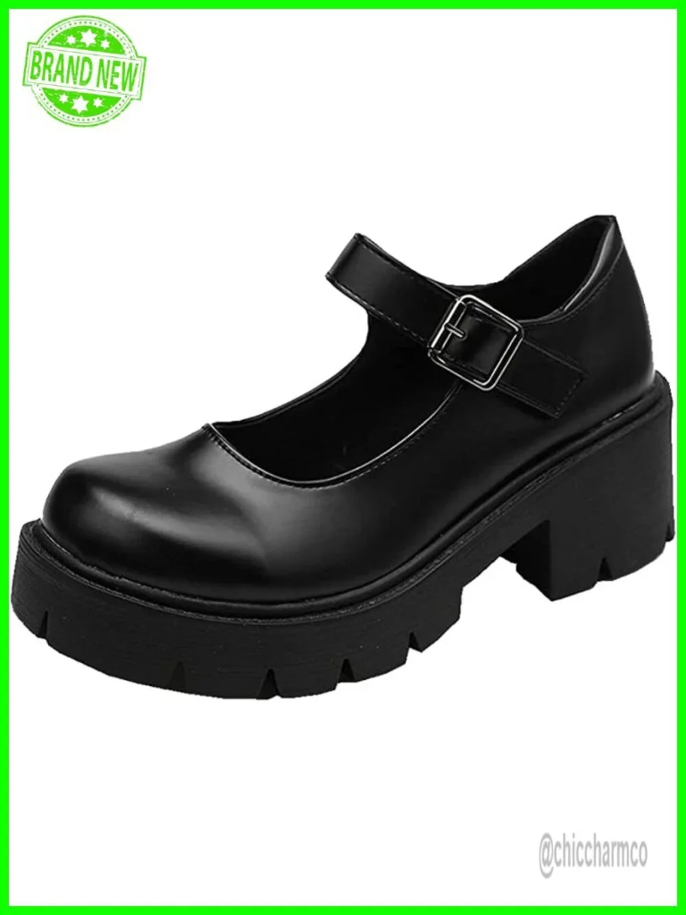 Women's Lolita Gothic Platform Mary Janes Faux Leather Ankle Pumps with Buckle