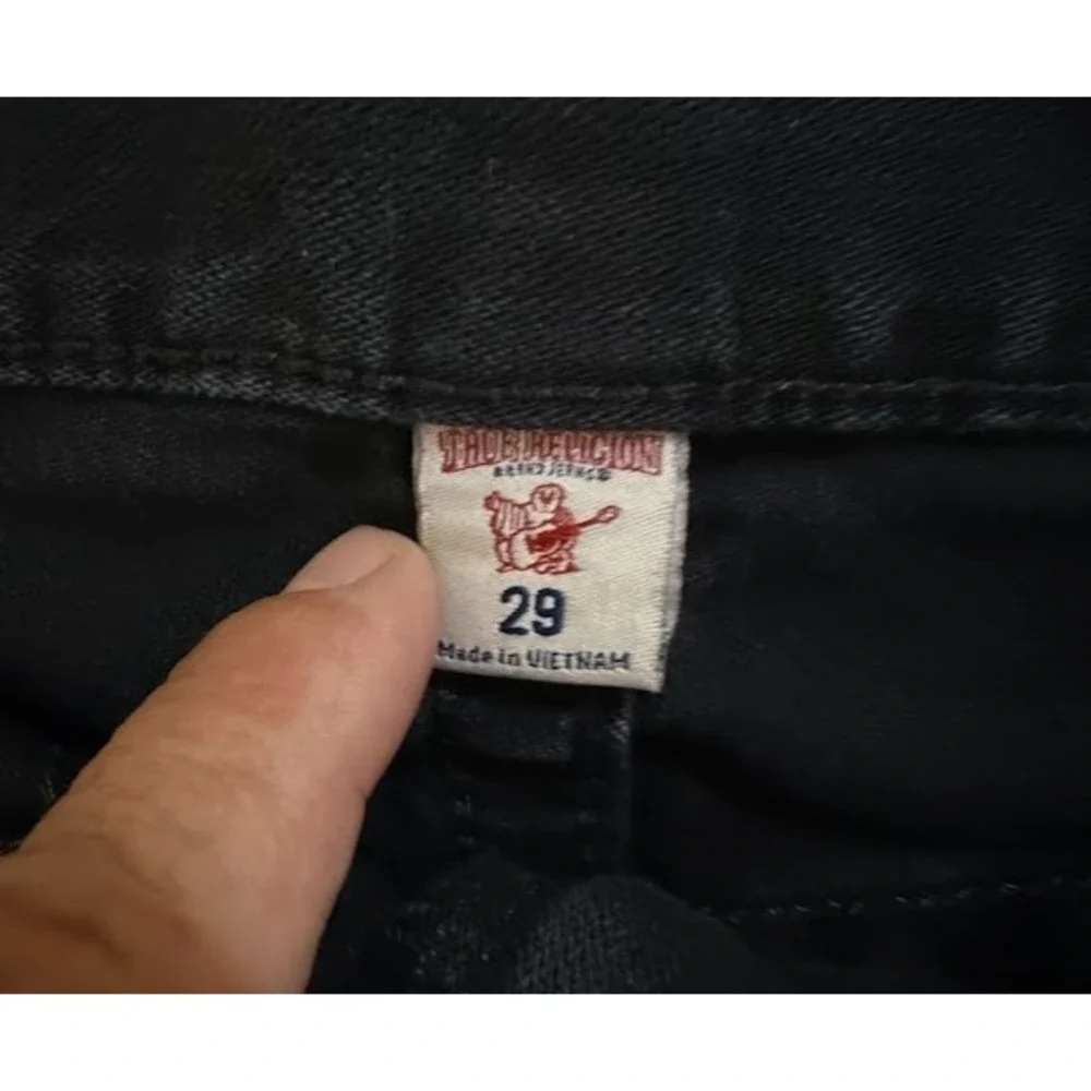 True Religion Jeans Mens 32 Black Denim Skinny‎ No Flap 32x32.