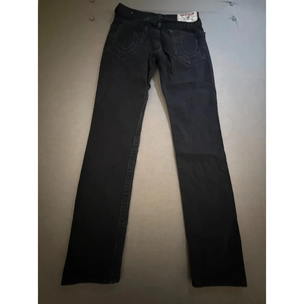 True Religion Jeans Mens 32 Black Denim Skinny‎ No Flap 32x32.