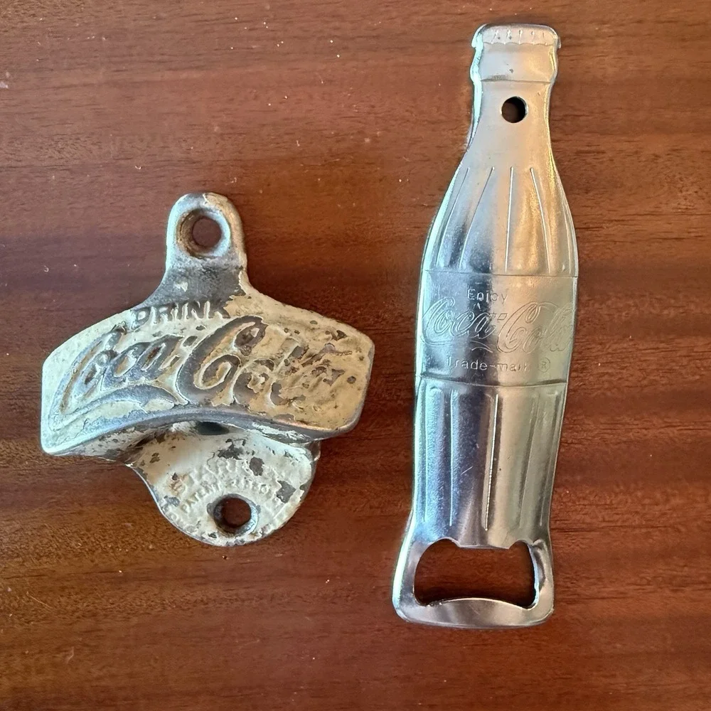 Vintage Coca-Cola Bottle Openers Lot of 2 Wall Mount Cast Metal, 5