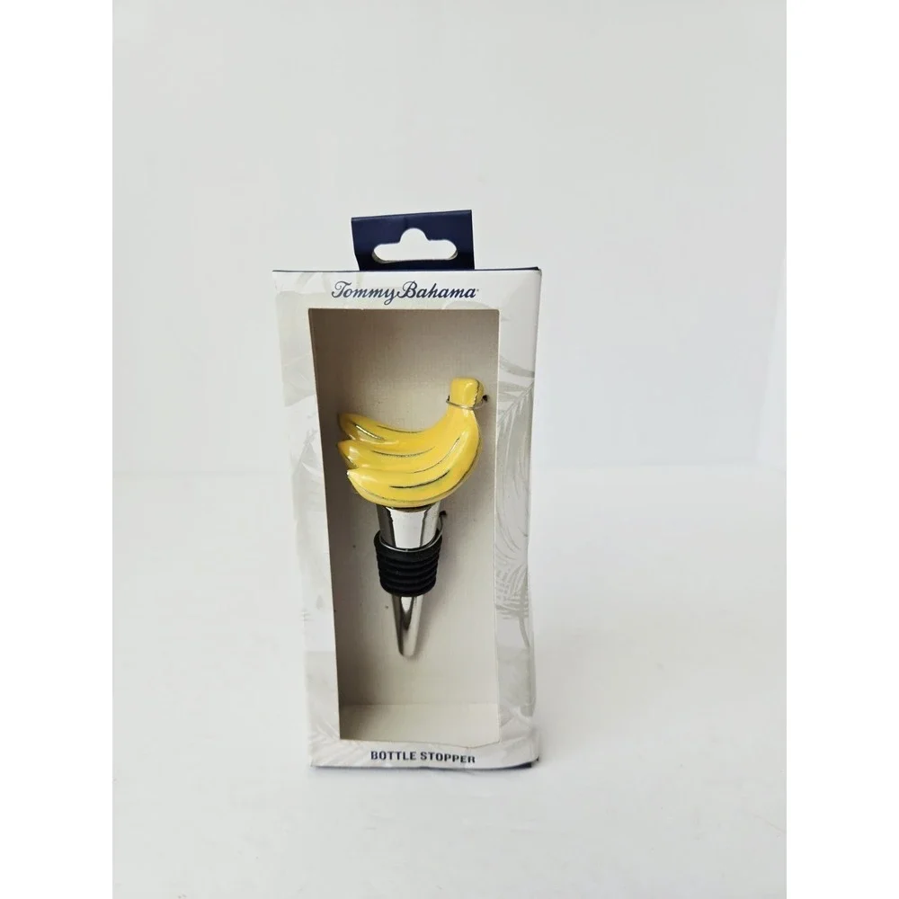 Tommy Bahama Wine Bottle Stopper stainless steel‎ with Yellow Bananas New