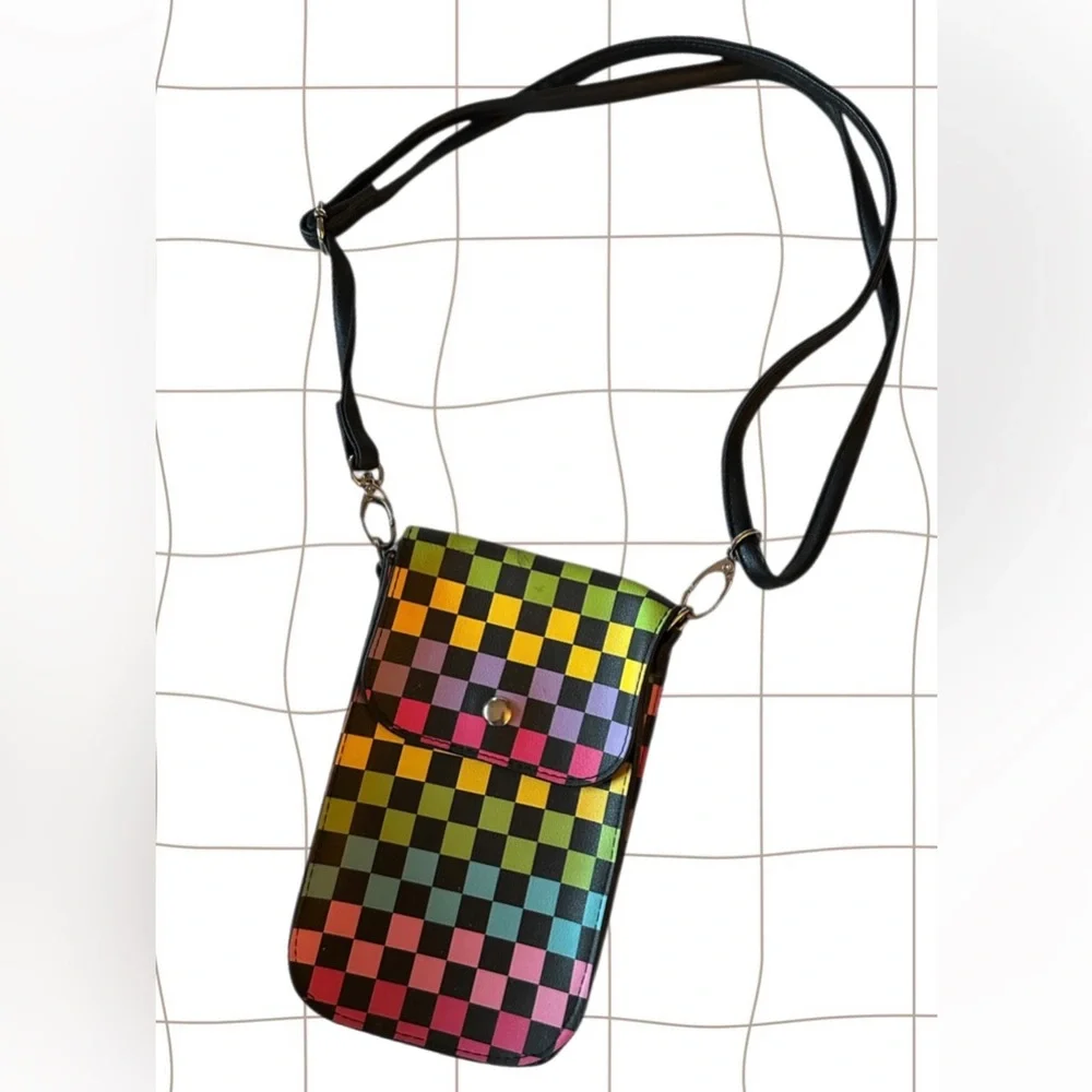 Women’s Checked Cellphone Holder/Crossbody Bag