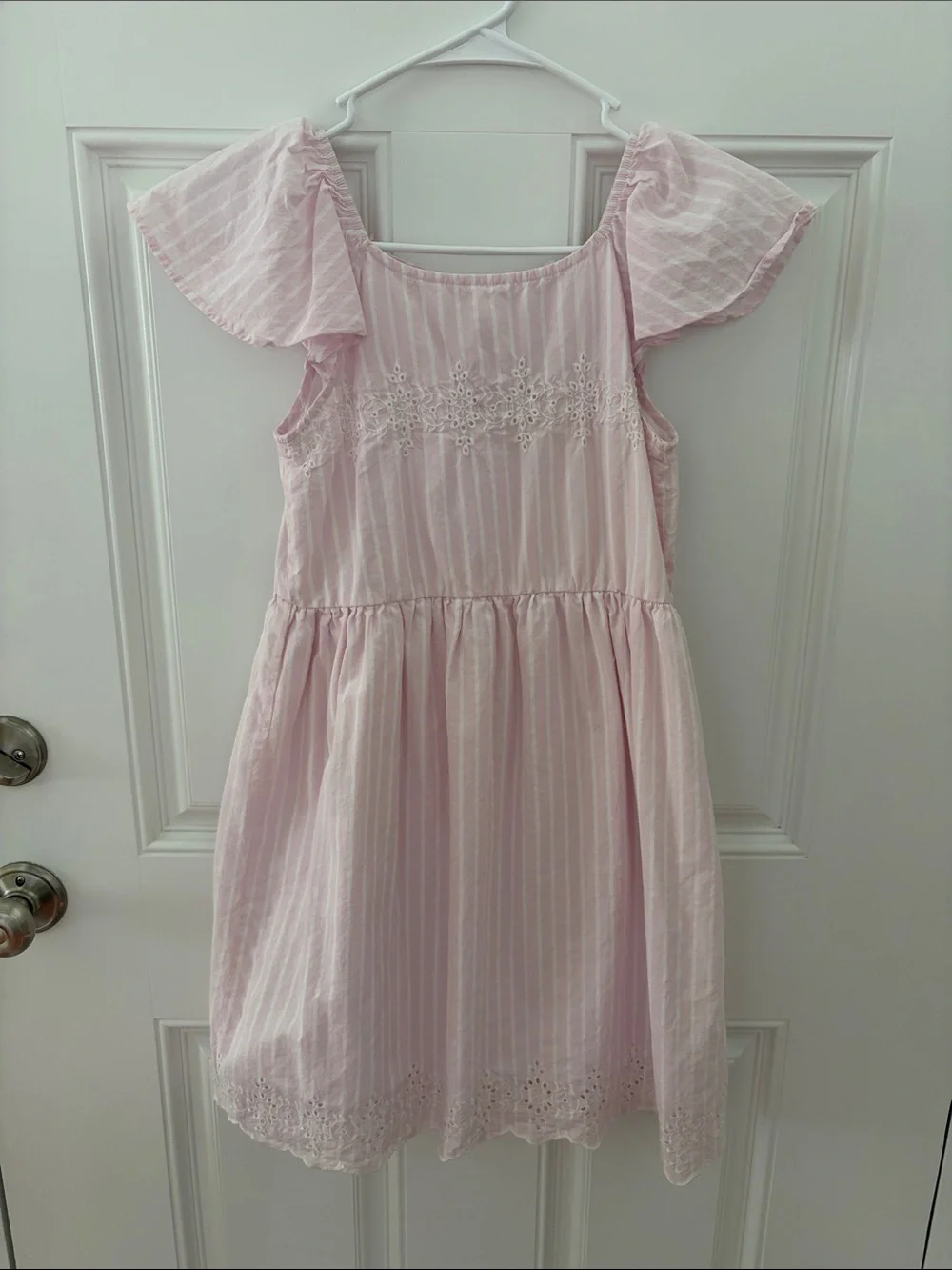 GAP Girls Light Pink Striped Eyelet Sundress