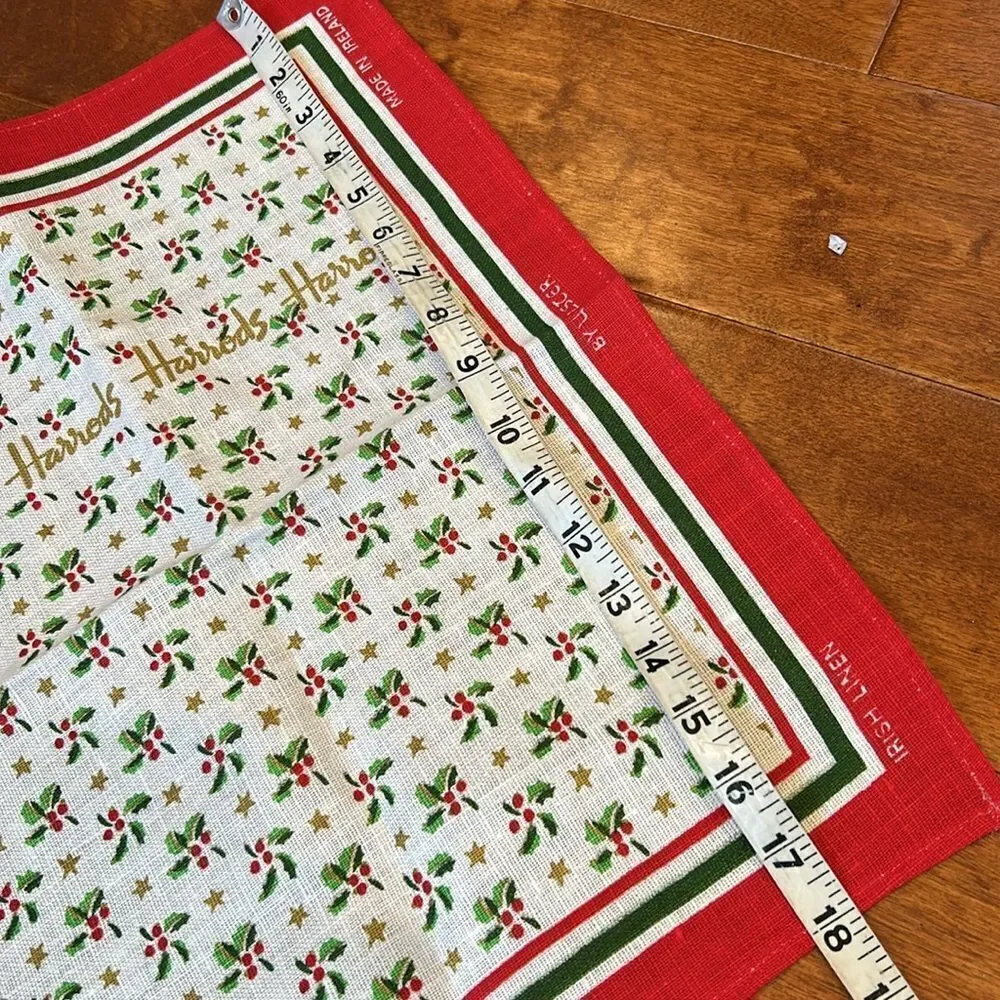 Harrod’s Christmas tea towel linen new without tags