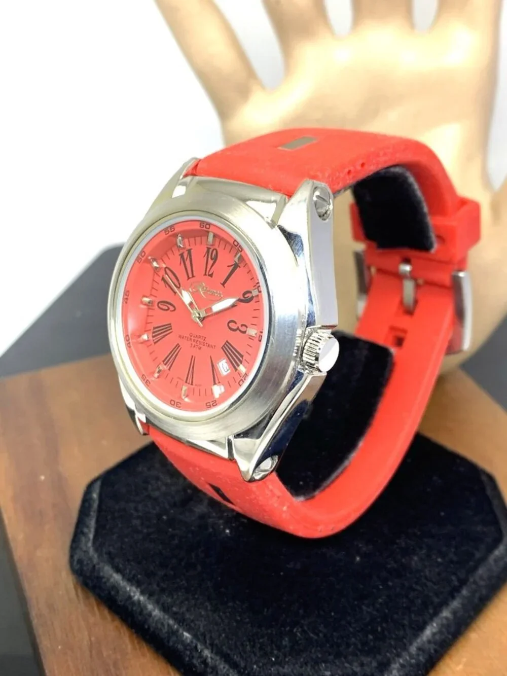 Reliance By Croton Men's Watch RE306051 Quartz Red Dial Rubber Strap 42mm