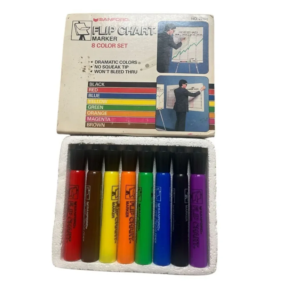 Vintage Sanford flip chart markers in original box