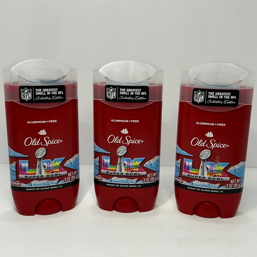 Old Spice Super Bowl‎ LVIII Collector's Edition Deodorant Aluminum Free Lot of 3