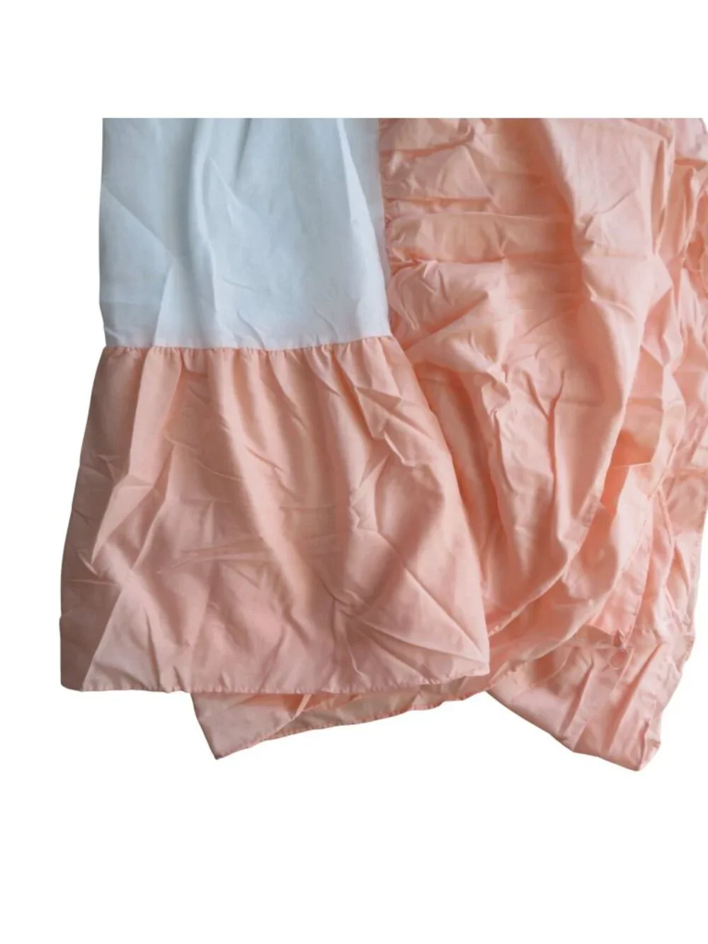 New Vintage Queen Size Peach Bed Skirt Ruffle 12