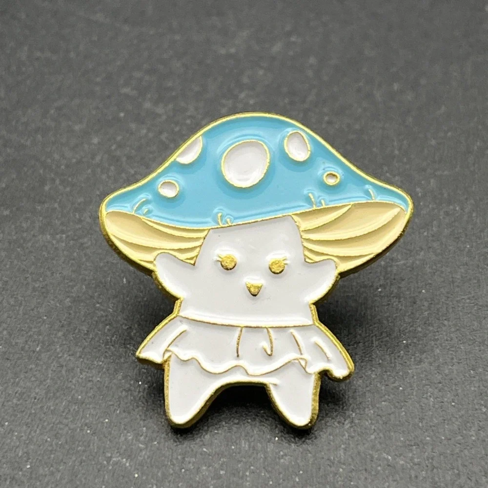 Cute Mushroom Person Girl In Skirt‎ Lapel Hat Pin