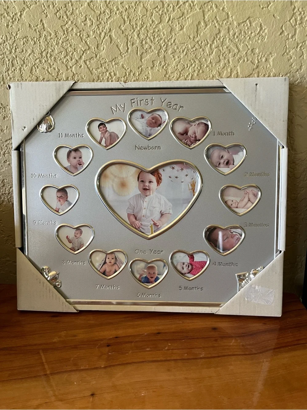 “My First Year” Baby Photo Frame Collage - Silver/Gold Finish