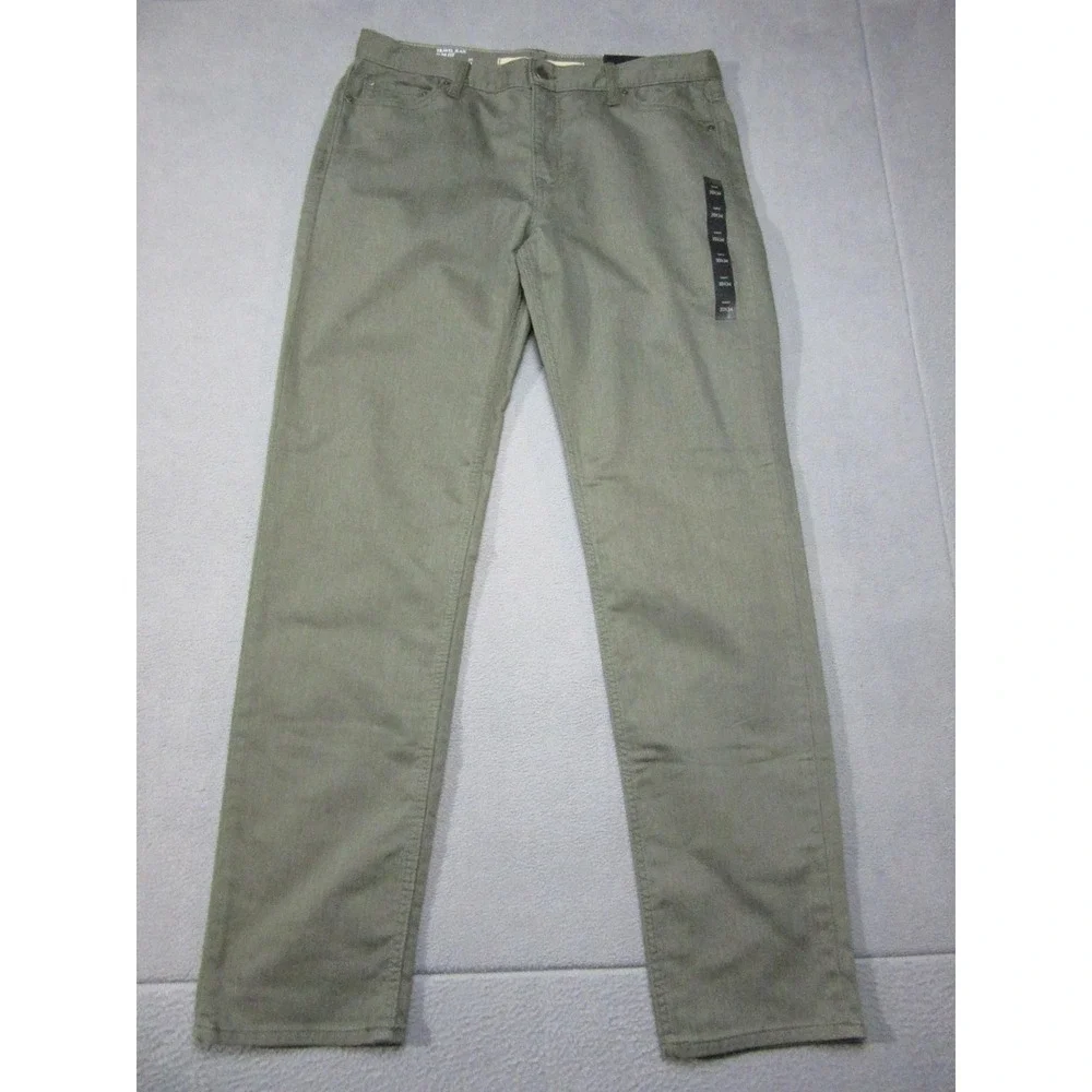Banana Republic Travel Jean Mens 35x34 Green New Slim Fit Stretch Denim Pants
