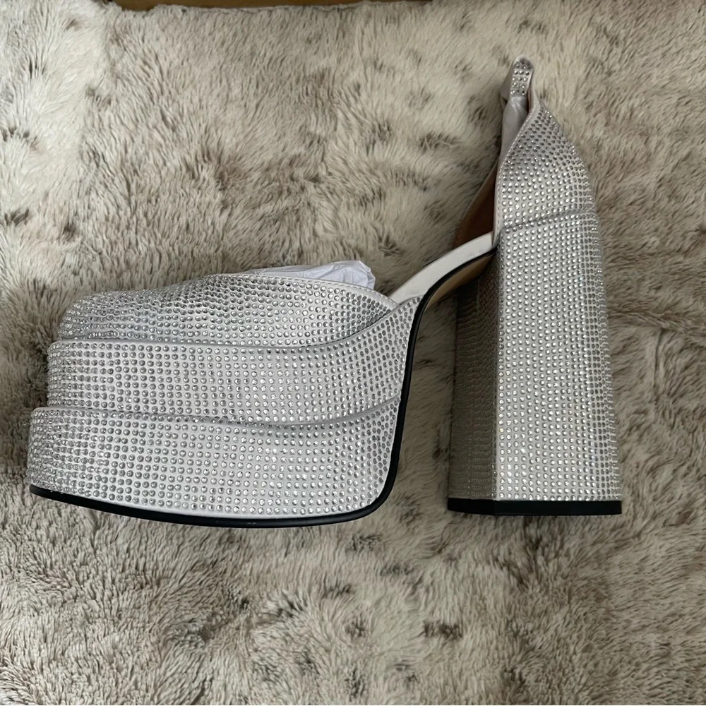 New Steve Madden Charlize double platform shoes in crystal size 6.5 rhinestone
