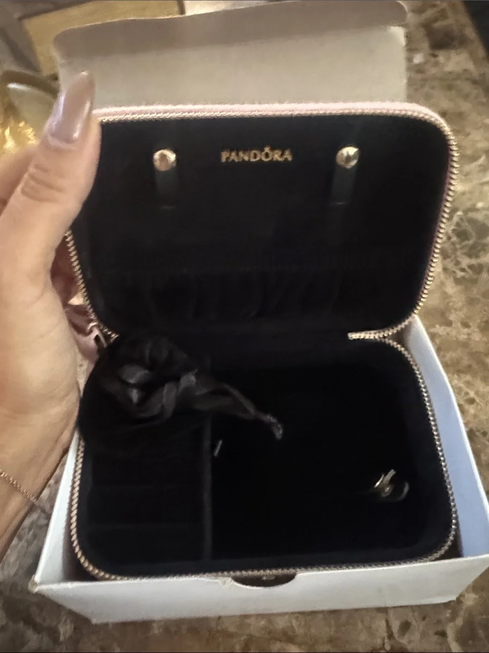 Pandora Black and Pink Zip Jewelry Travel Case