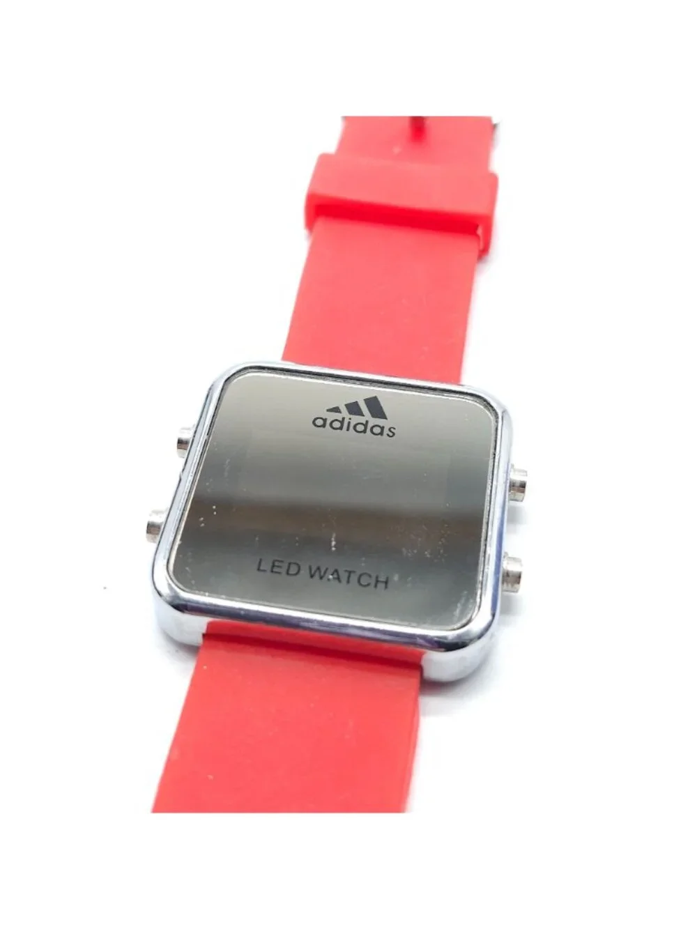Vintage Adidas LED Digital Watch With Red Silicone Strap Stainless Steel C699