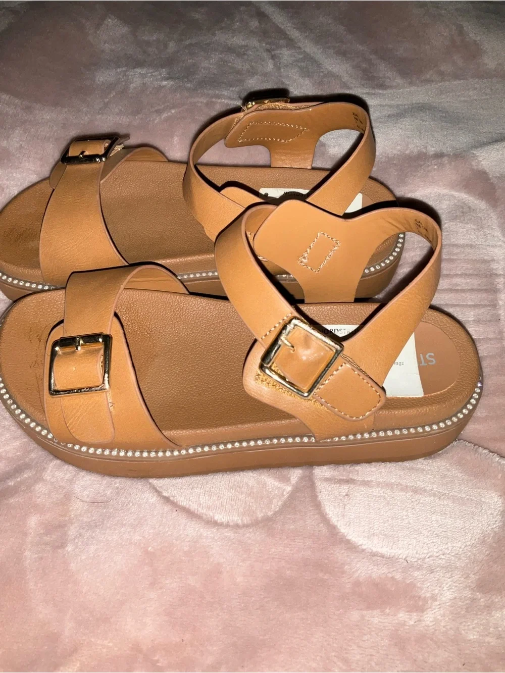 Steve Madden Kids Tan Double-Buckle Sandals