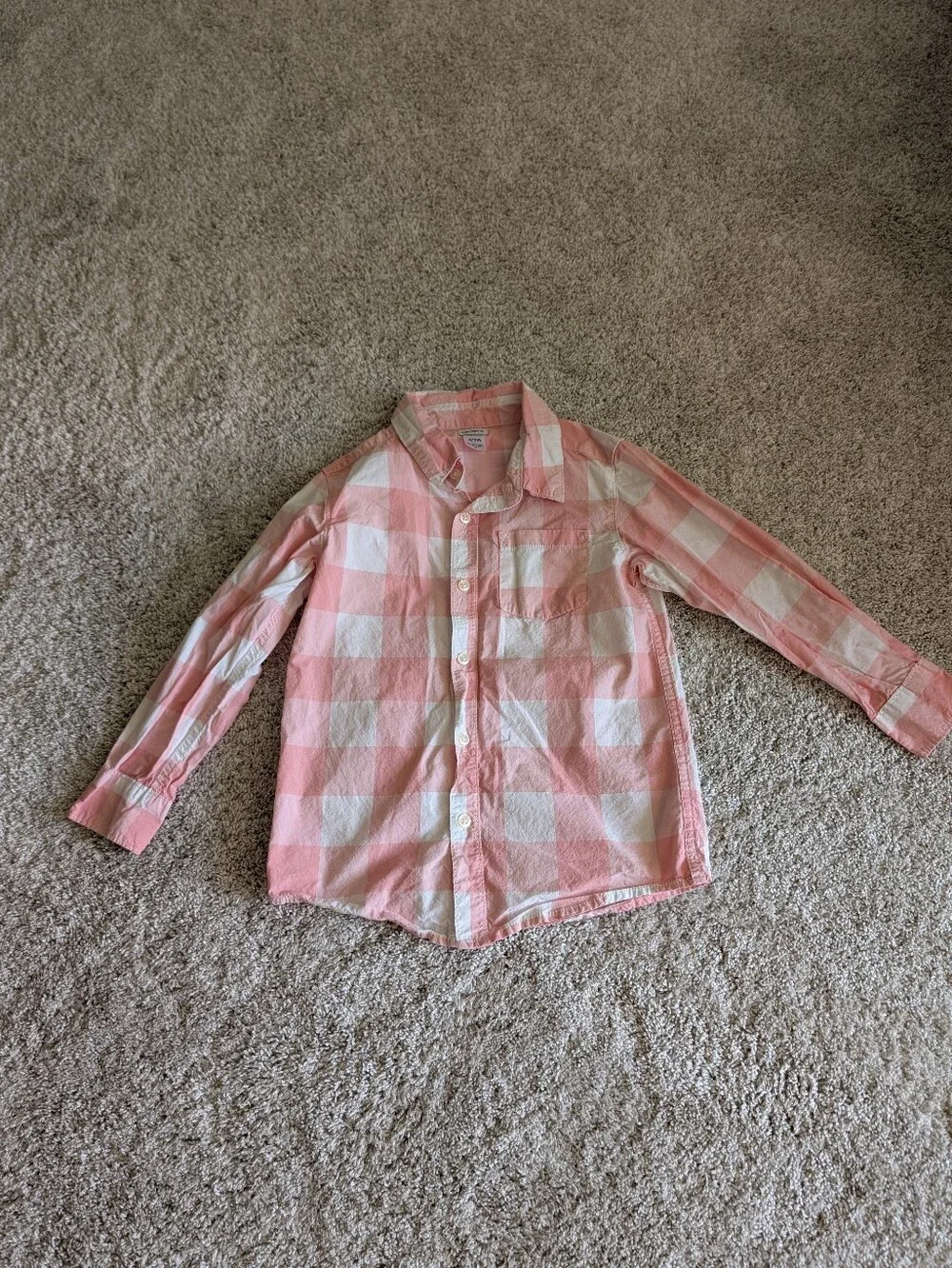 Carter's Pink & White Plaid Button-Down Shirt - Size 7