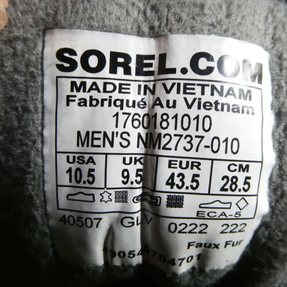 SOREL Men's US Size 10.5 Buxton Lace Waterproof Winter Boot Black