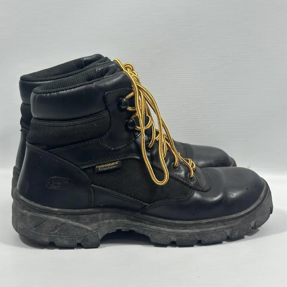 Skechers Tactical RelaxedFit Boots Mens Size 7 Black Leather Waterproof Work
