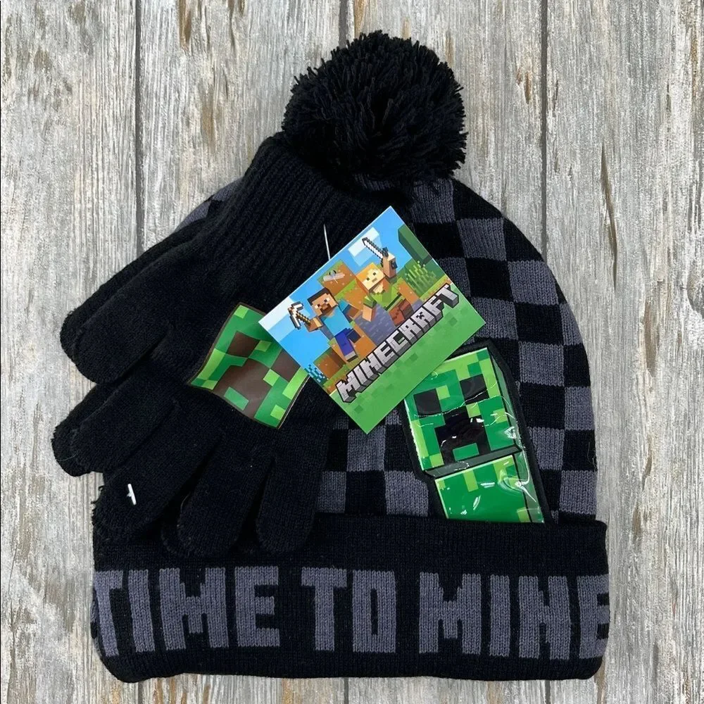 Minecraft hat knit