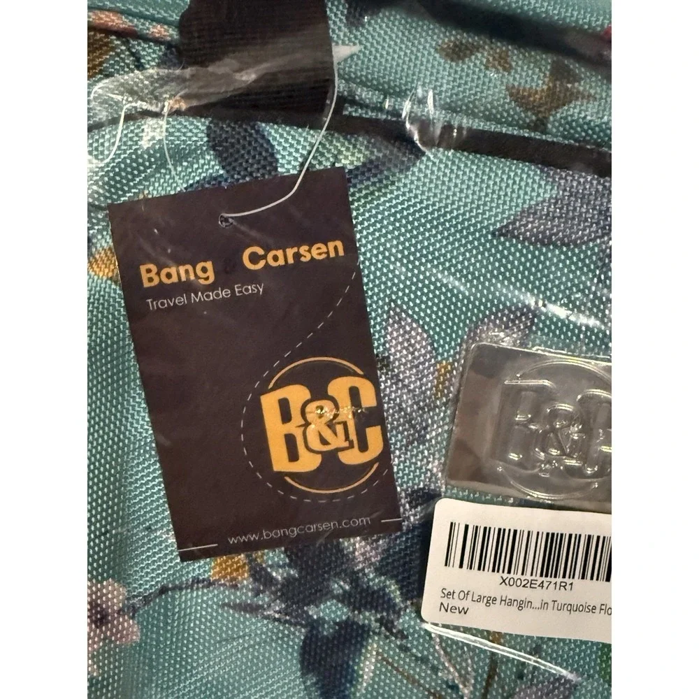 B&C Hanging Travel‎ Organizer Bags Set Turquoise Flowers Multi-pockets