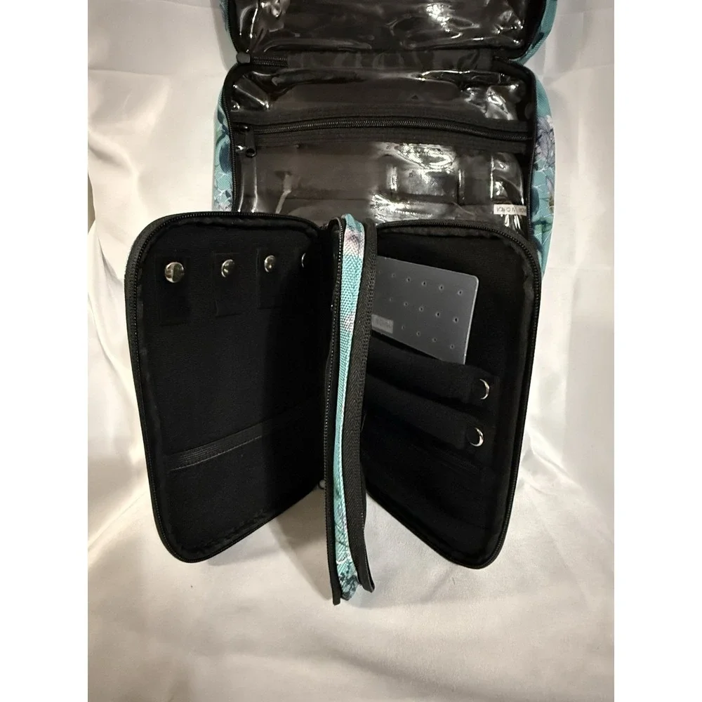 B&C Hanging Travel‎ Organizer Bags Set Turquoise Flowers Multi-pockets