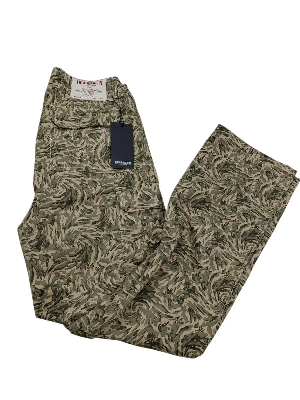 True Religion Men Abstract Camo SN Cargo Baggy Wide Leg Pants 30x32 701122