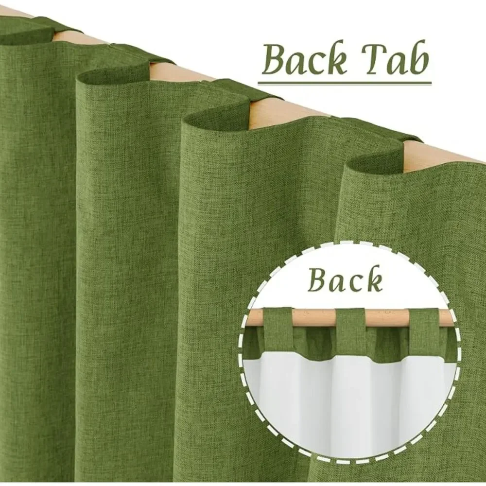 Brand New Lamit Olive Green 100% Blackout Linen Curtains 38