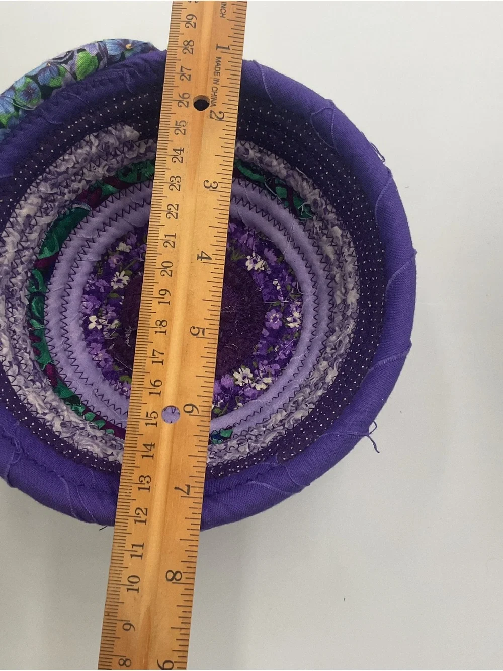 Hand Crafted Coil Baskets in Gray, Purple and Brown