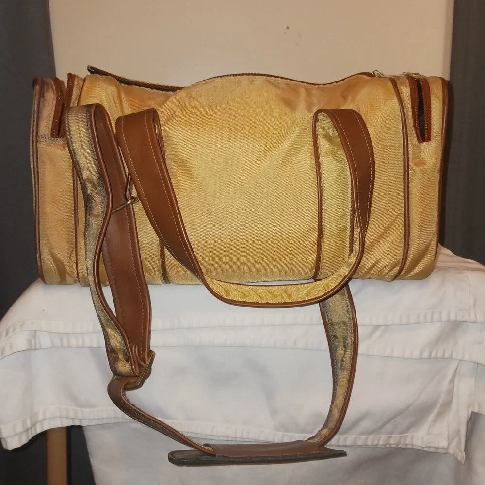 Vintage Gold Nylon Camera Gear Duffel‎ Bag Bundle Soligor Flash Cokin Filters